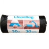 Мешки для мусора 30л*30шт 48х55см 12мкм CleanBag черные с тиснением рулон 395511(40)КБ