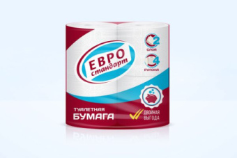 Туалетная бумага Евро 2шт 2-х слойная белая втулка (12)274399