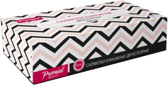 Салфетки бумажные PREMIAL 2-х слойные белые в коробке 100шт.