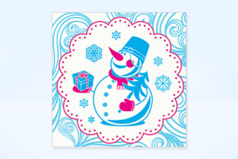 Салфетки бумажные Семья и комфорт 100шт Новый год снеговик(48)